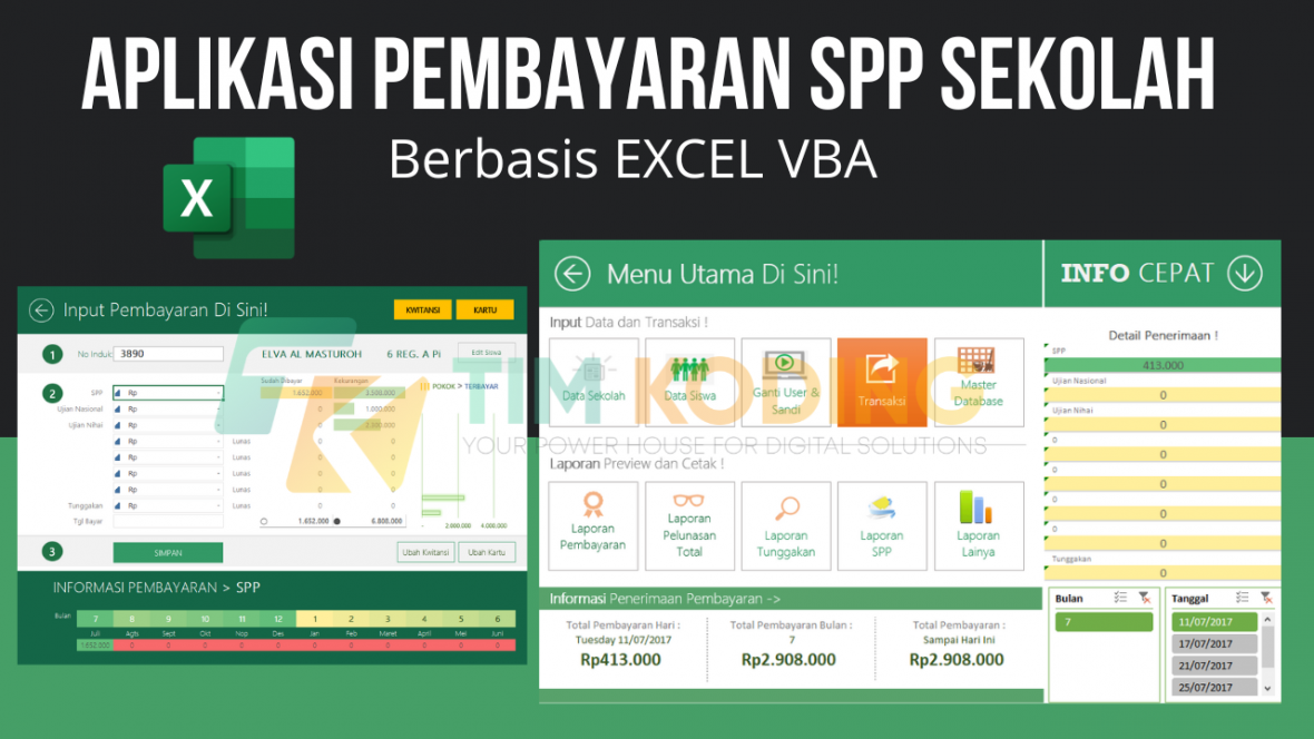 Aplikasi Pembayaran SPP Sekolah Berbasis Excel VBA (Smart Excel)